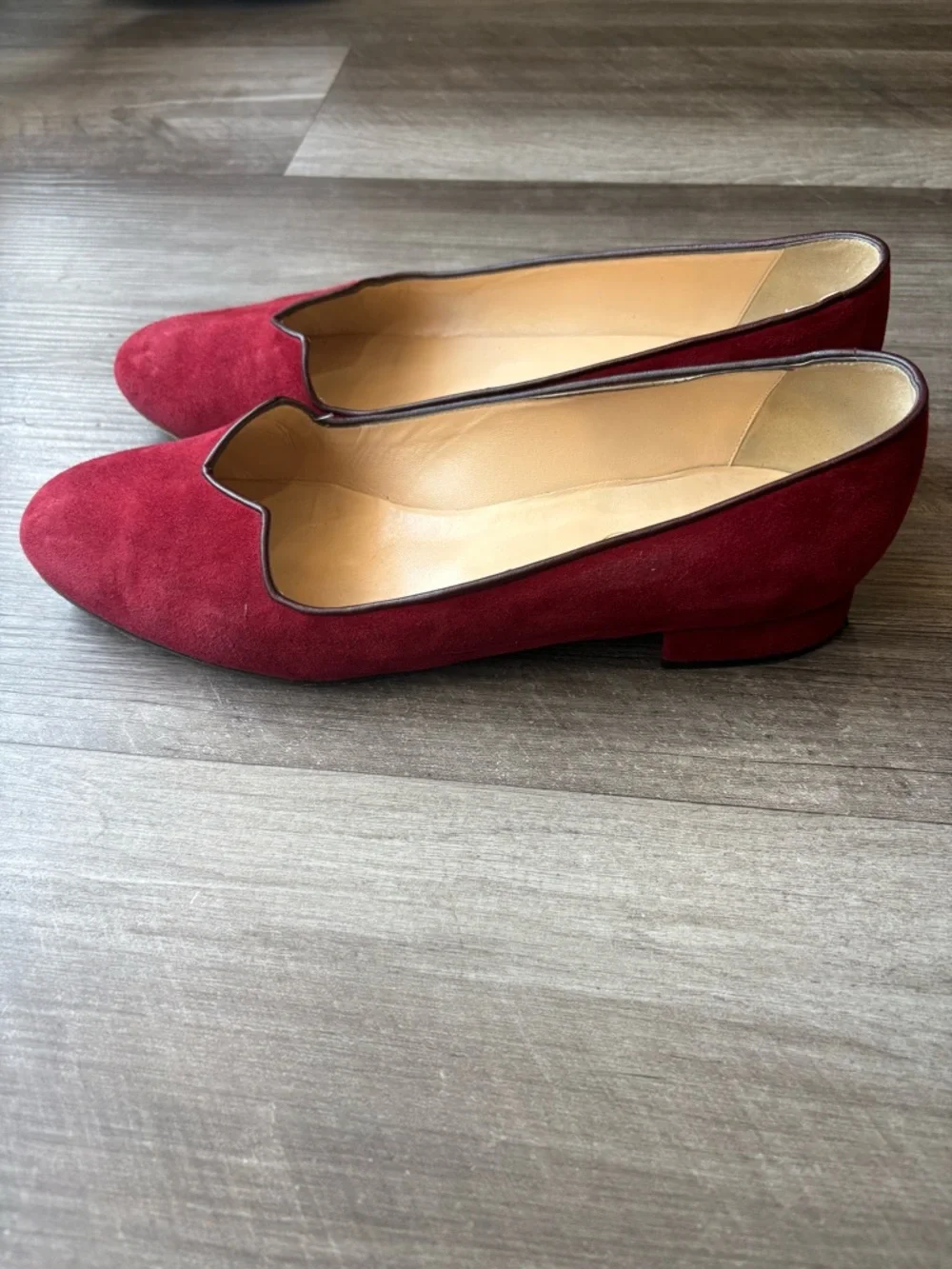 RARE Delage Paris Burgundy Suede Smoking Slippers Flats Made in France EU 40/9 - Picture 2 of 8